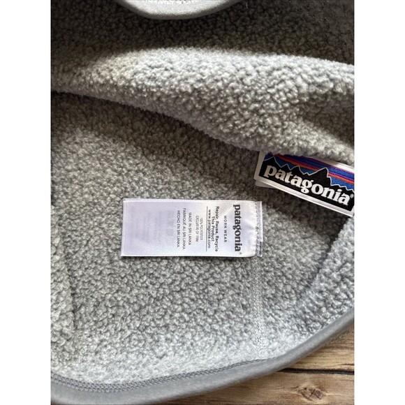 Patagonia Youth 10 Medium Heather Gray Sweater 1/4 Zip Fleece Jacket Sleeve Zip - Picture 7 of 8